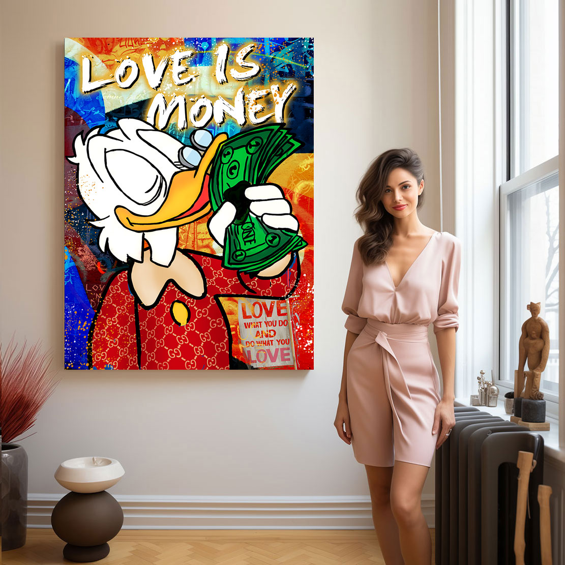Pop Art Wandbild Dagobert Love is Money