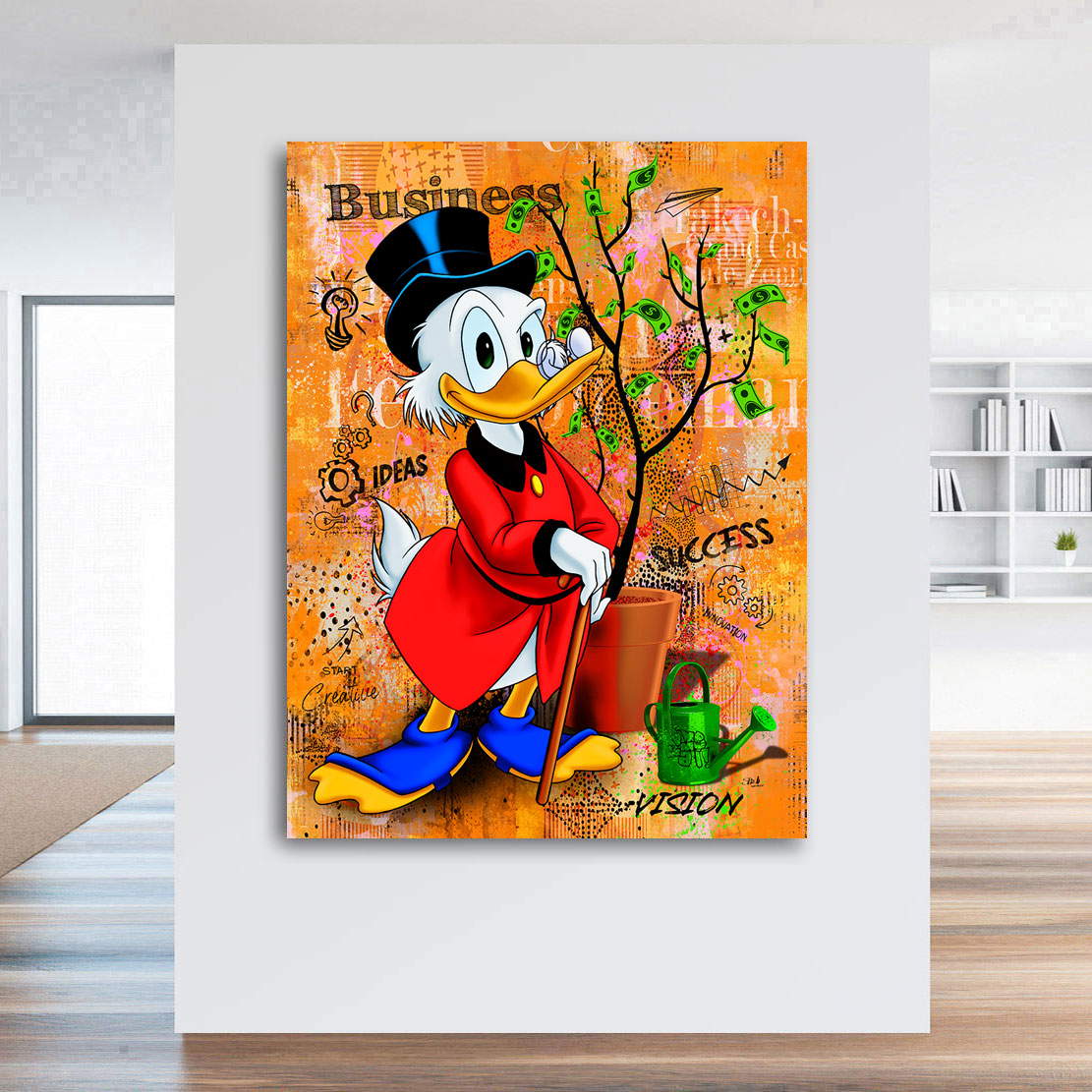Leinwandbild Dagobert Duck Geldbaum