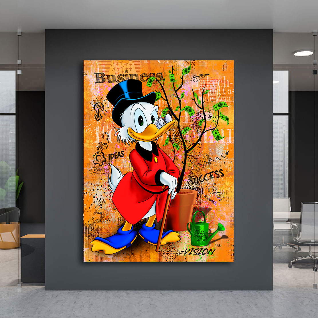 Leinwandbild Dagobert Duck Geldbaum