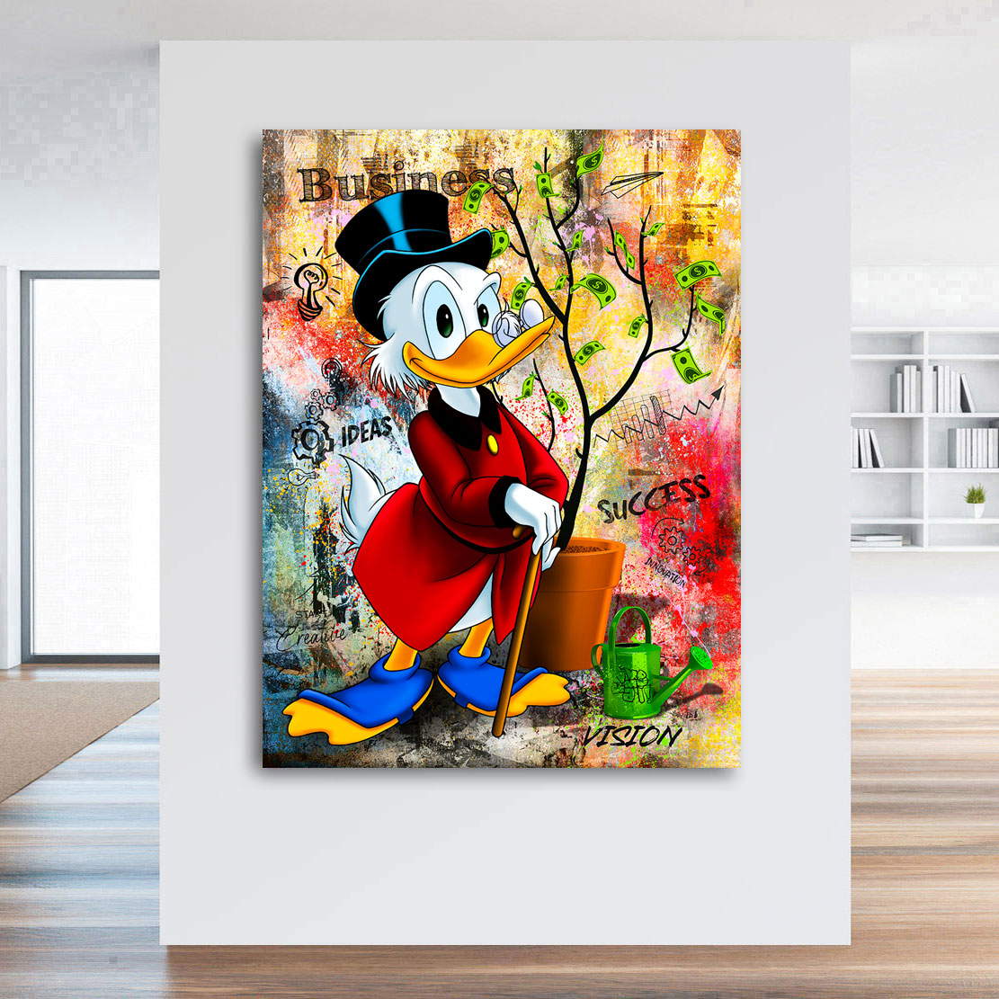 Leinwandbild Dagobert Duck Geldbaum Modern Style