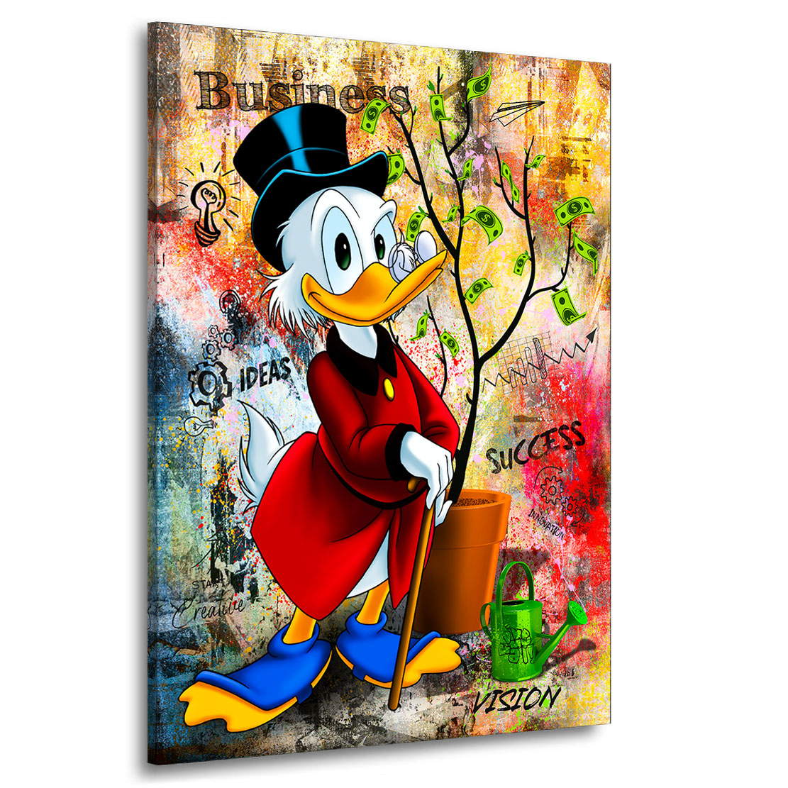 Leinwandbild Dagobert Duck Geldbaum Modern Style