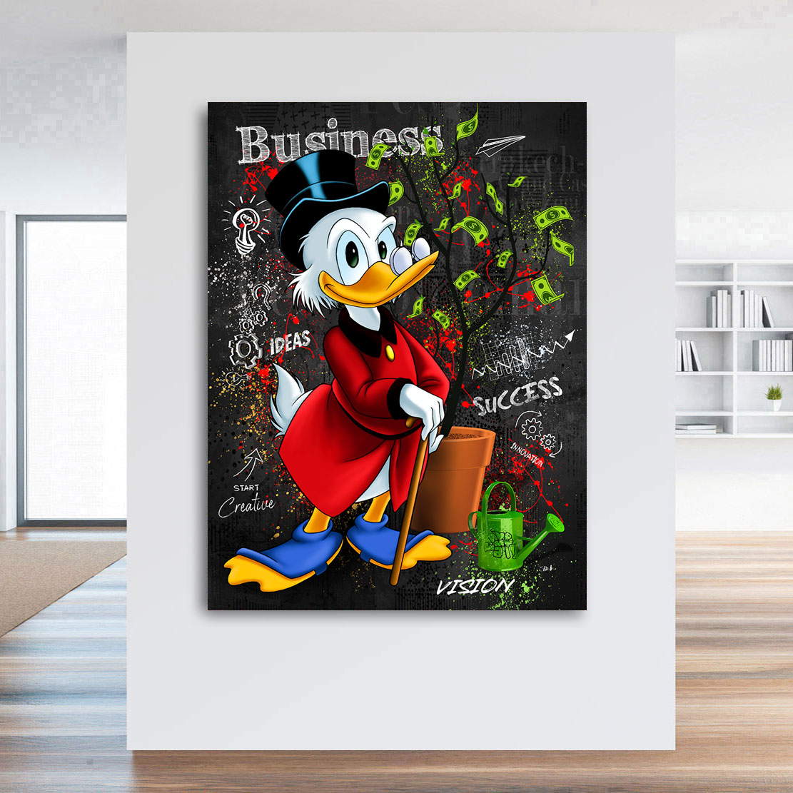 Leinwandbild Dagobert Duck Geldbaum Pop Art Style