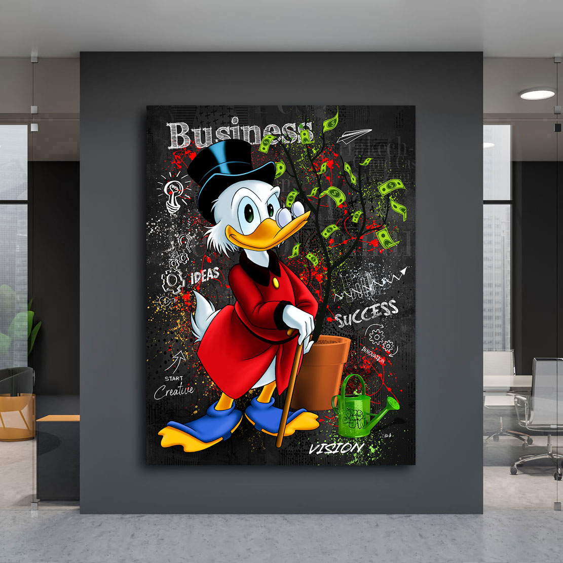 Leinwandbild Dagobert Duck Geldbaum Pop Art Style