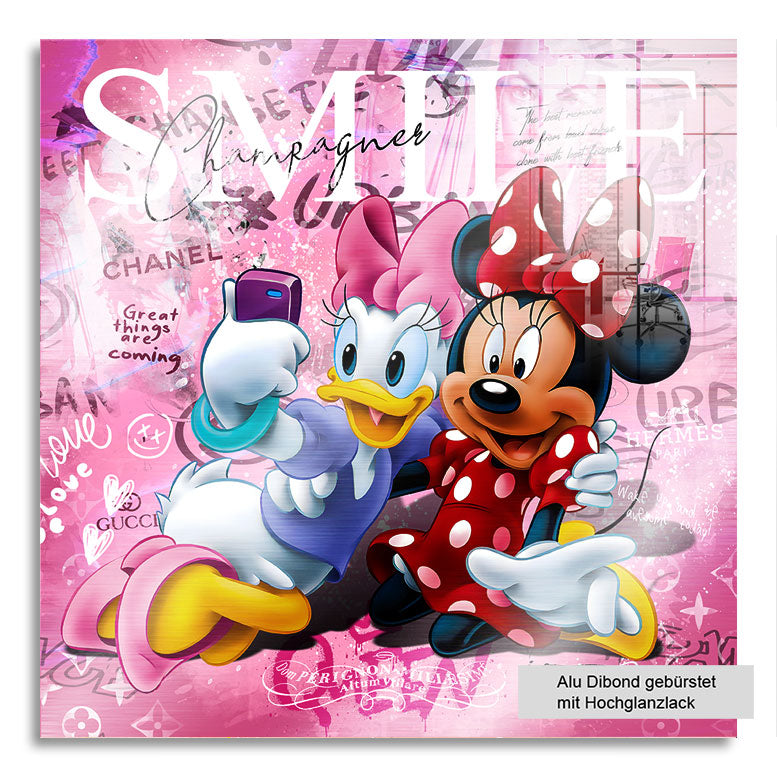 Pop Art Wandbild Daisy & Minnie Maus Smile
