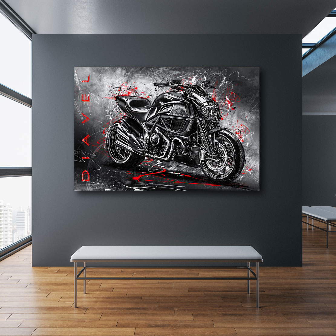 Wandbild Leinwandbild Ducati Diavel Black Style Motorradbild