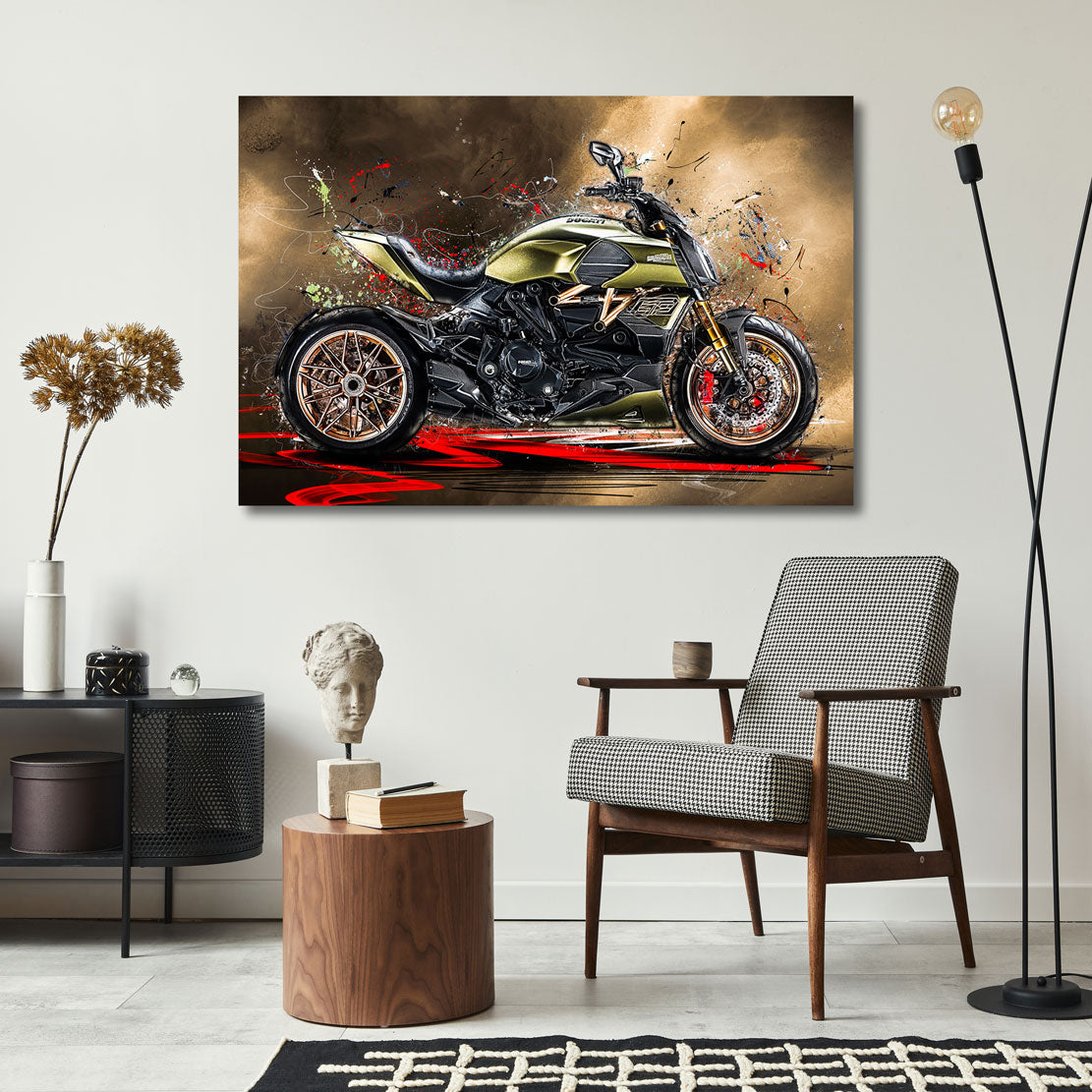 Motorrad Wandbild Ducati Diavel Lambo Style