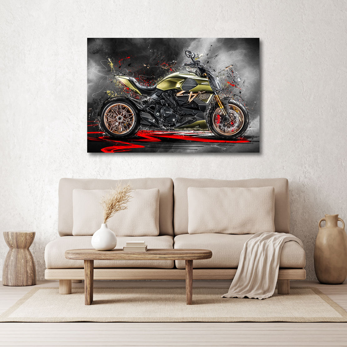 Motorrad Wandbild Ducati Diavel Lambo Dark Style