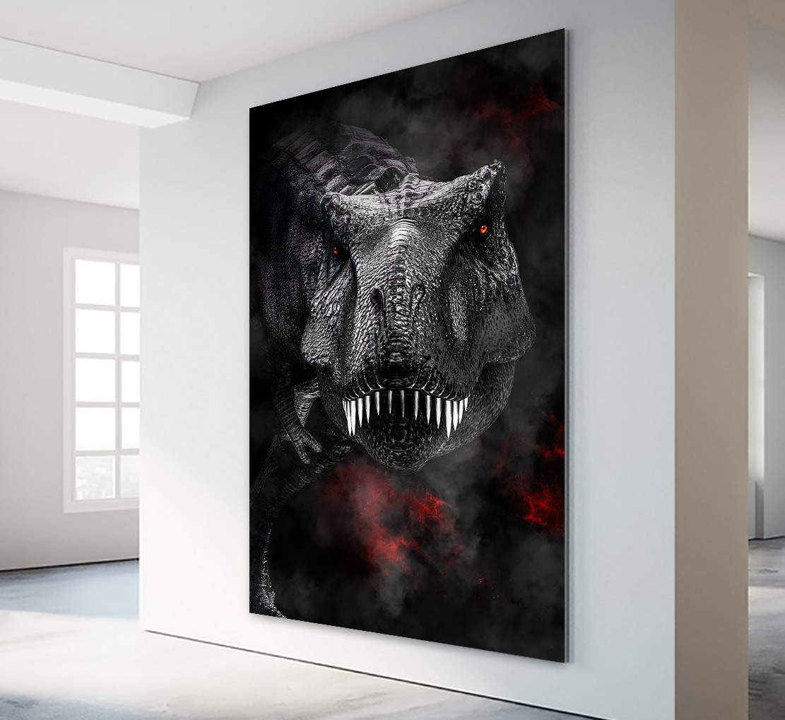 Wandbild Leinwandbild T Rex Red Smoke