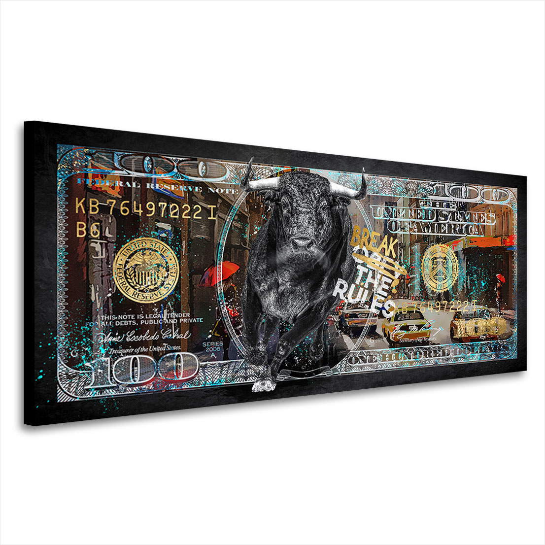 Wandbild Leinwandbild One Hundret Dollar New York Rules