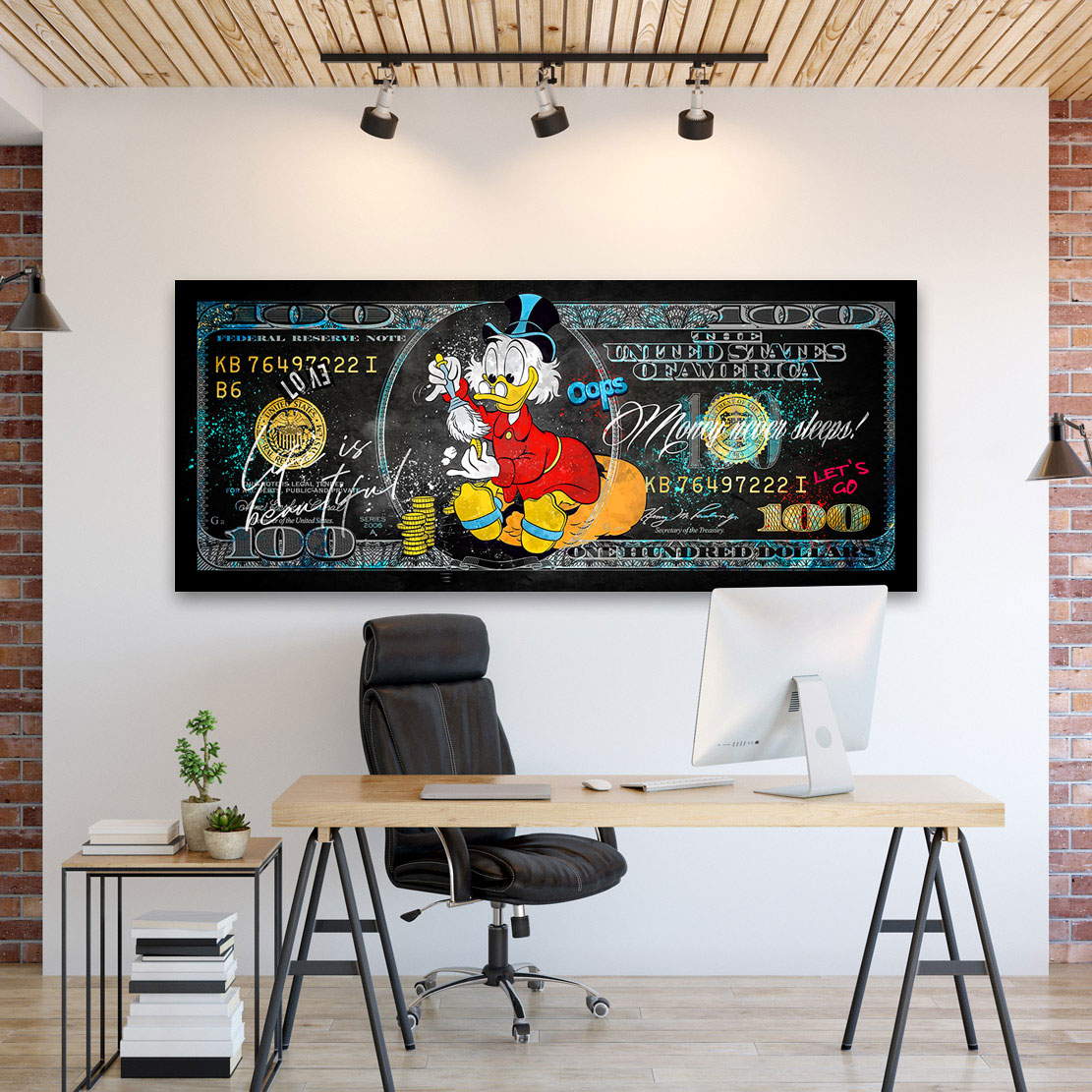 Leinwandbild Dagobert Dollar Life is beautiful Pop Art