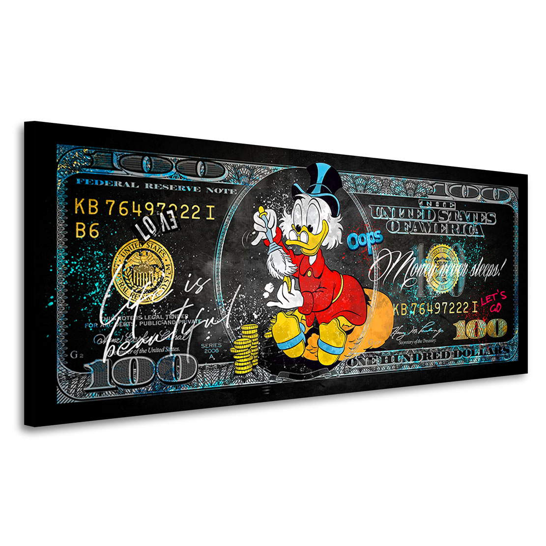 Leinwandbild Dagobert Dollar Life is beautiful Pop Art