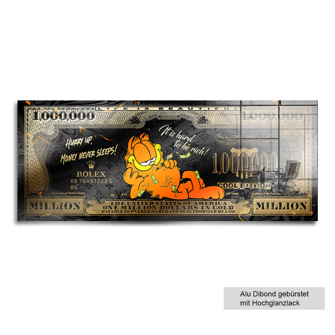 Pop Art Leinwandbild Garfield Dollar Lifestyle