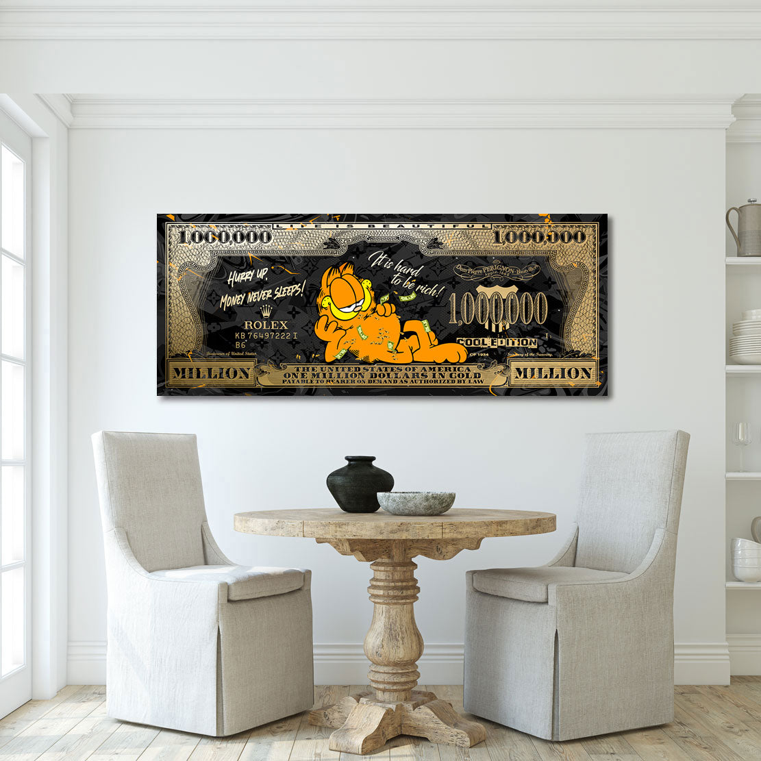 Pop Art Leinwandbild Garfield Dollar Lifestyle