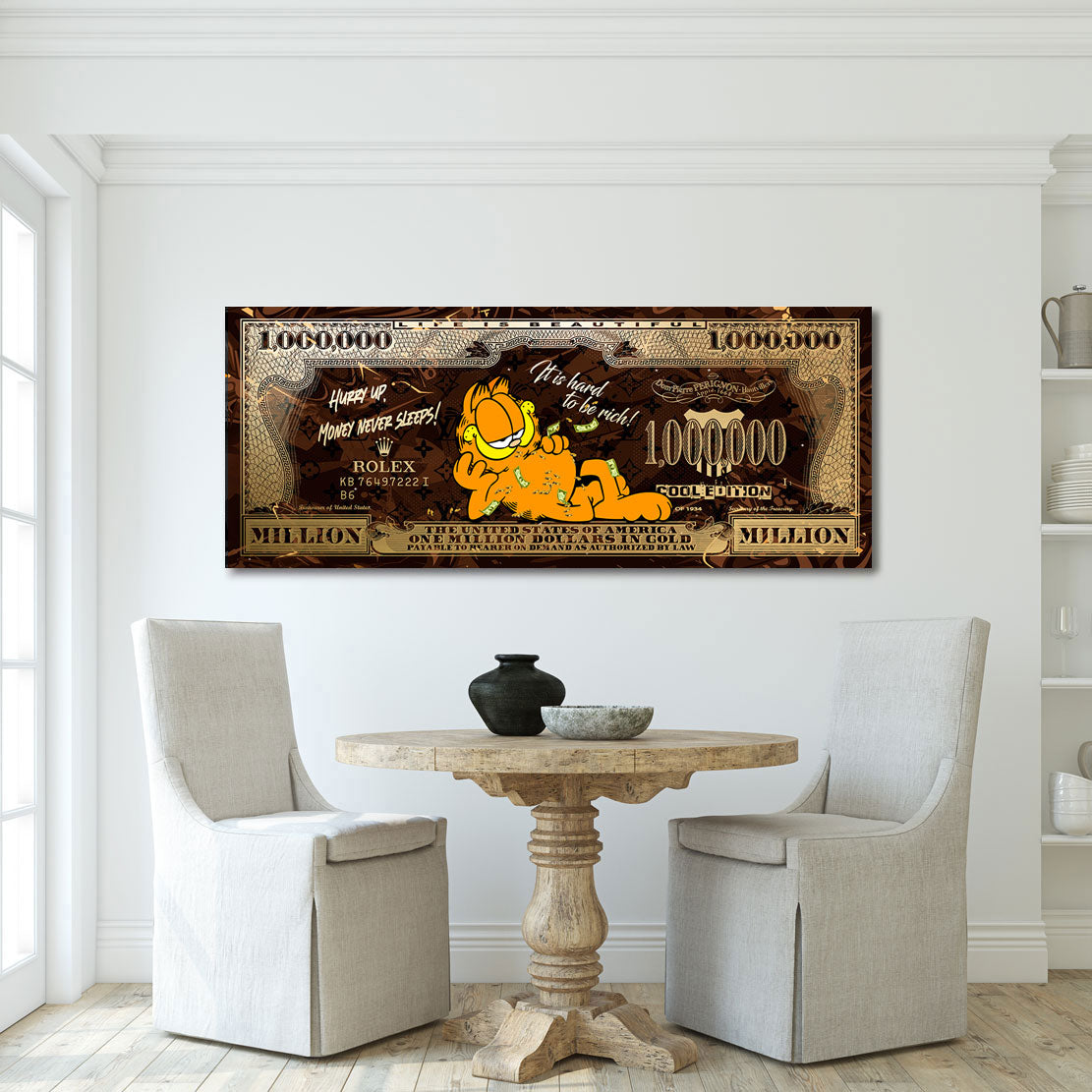 Pop Art Leinwandbild Garfield Dollar Retro Style