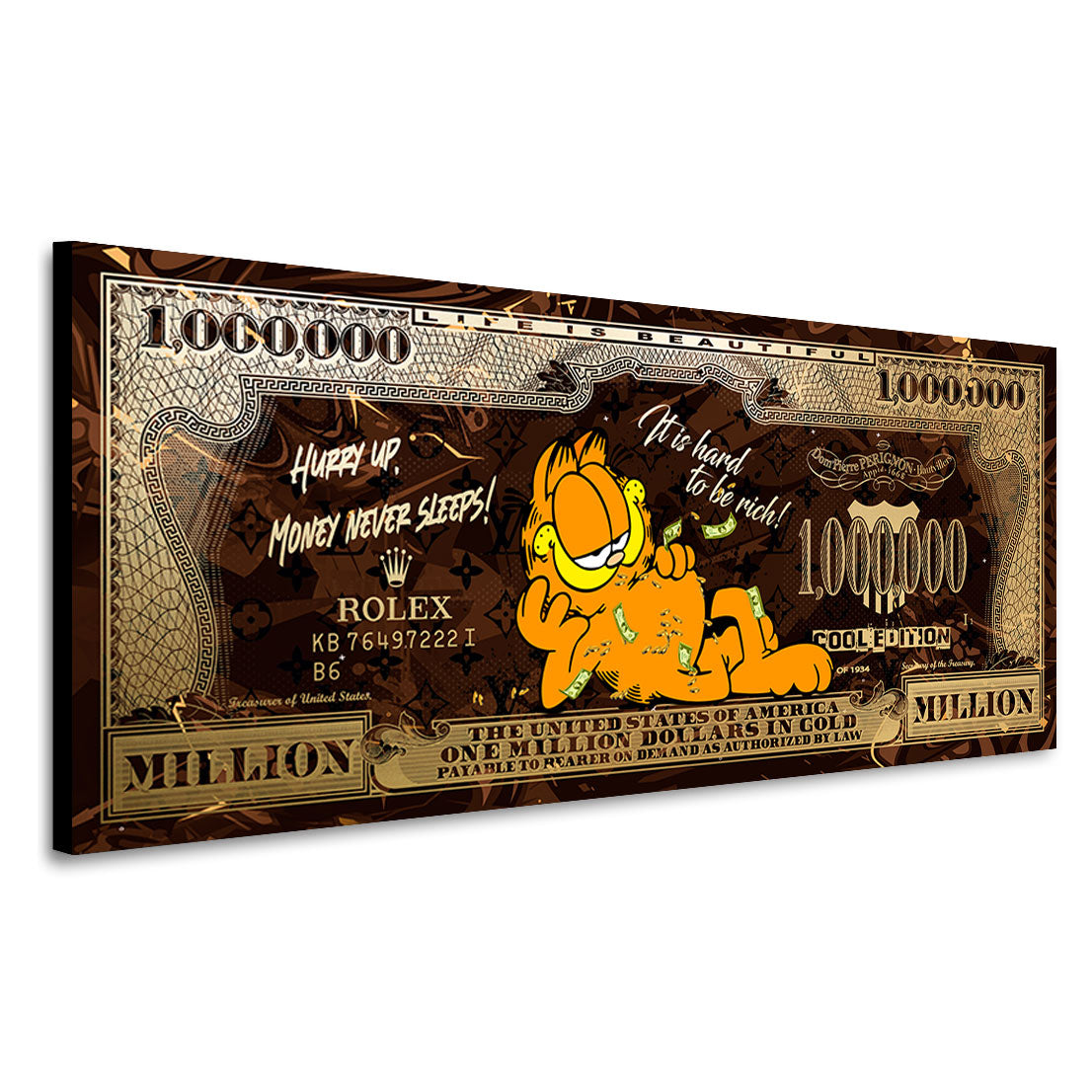 Pop Art Leinwandbild Garfield Dollar Retro Style