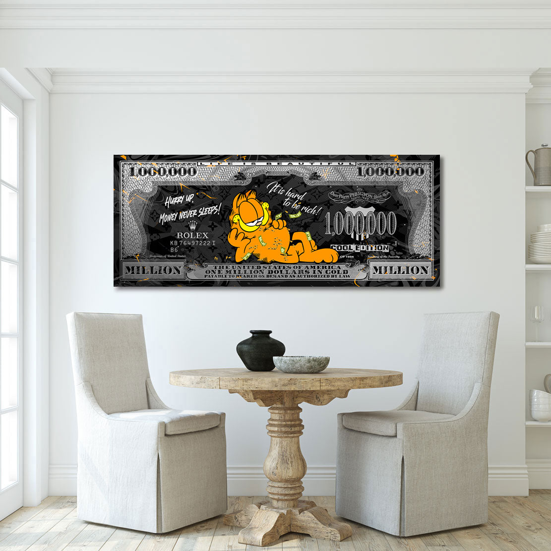 Pop Art Leinwandbild Garfield Dollar Silver Style