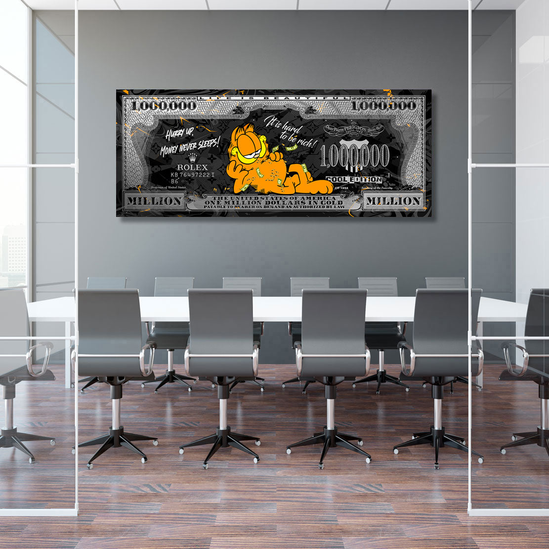 Pop Art Leinwandbild Garfield Dollar Silver Style