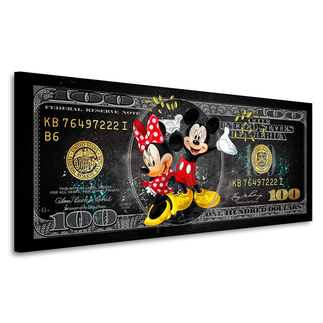 Leinwandbild Micky & Minnie Maus Dollar