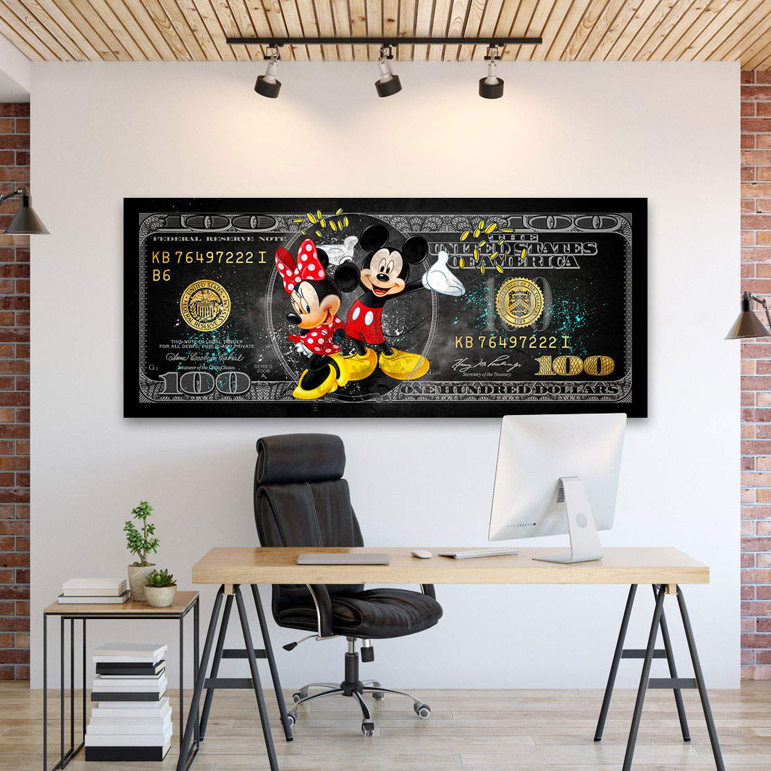 Leinwandbild Micky & Minnie Maus Dollar