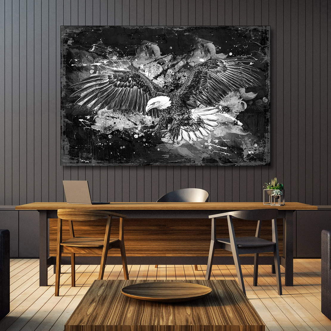 Wandbild Adler Black and White