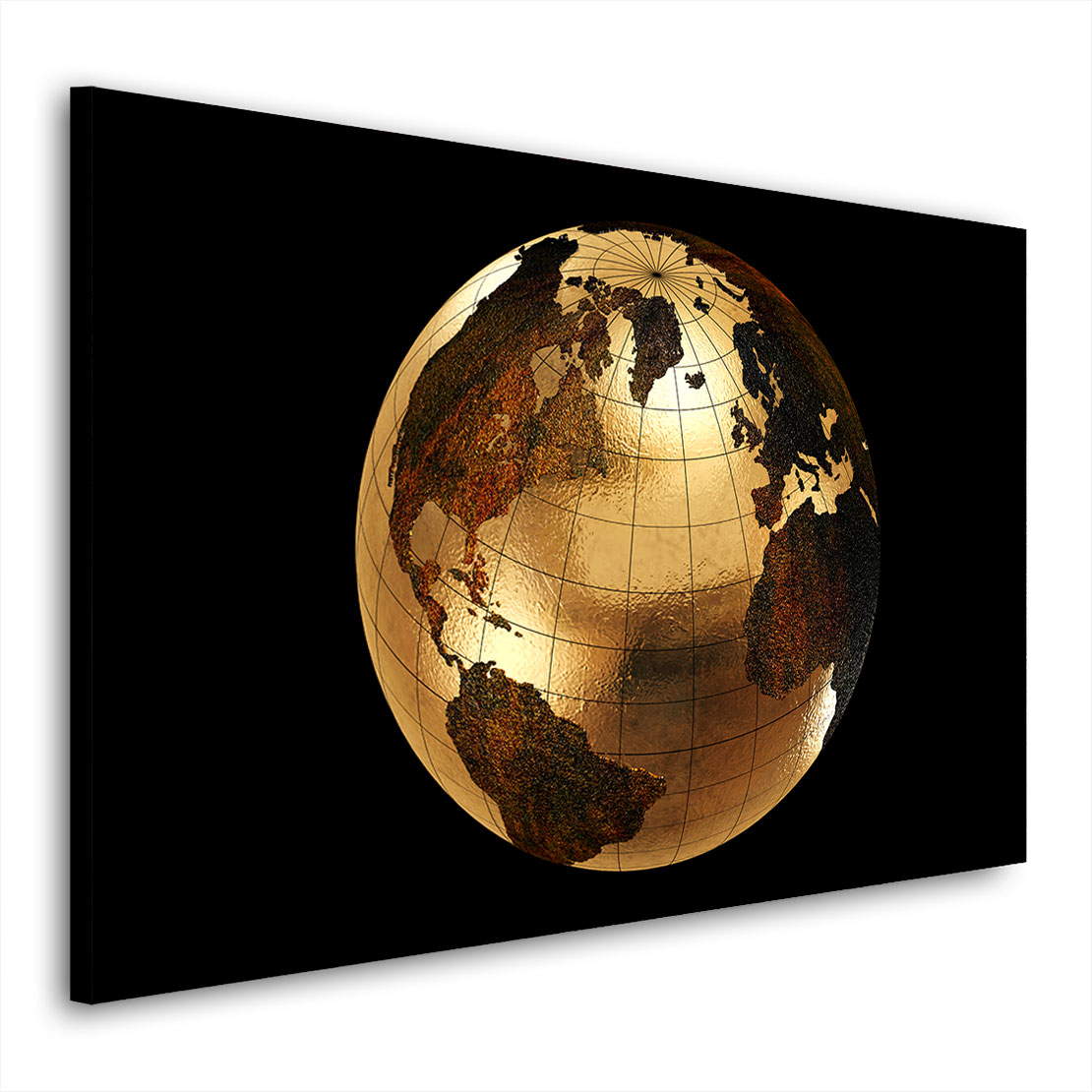 Wandbild Leinwandbild Weltkugel Gold