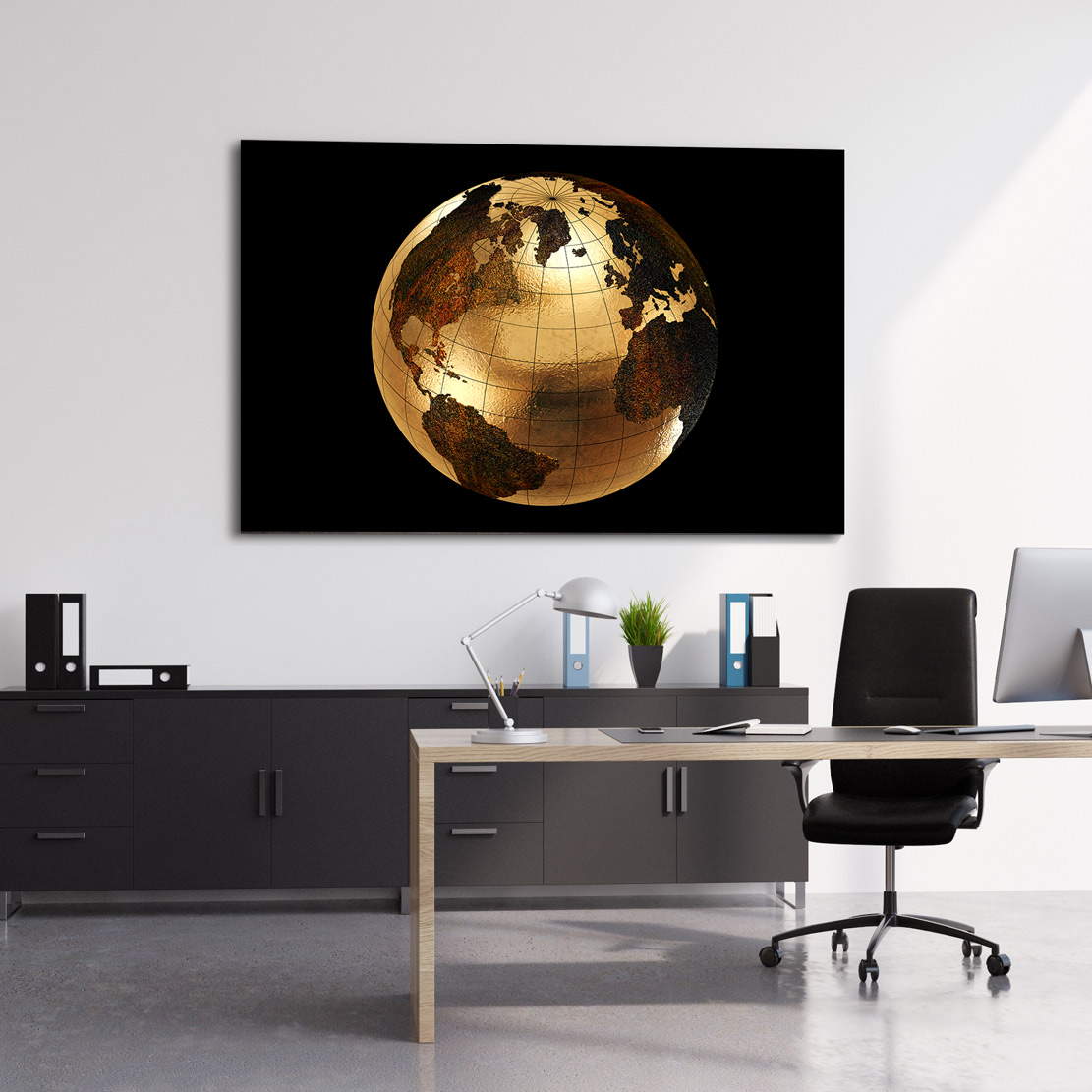 Wandbild Leinwandbild Weltkugel Gold
