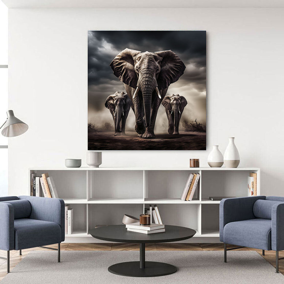 Tier Wandbild Elefanten Familie