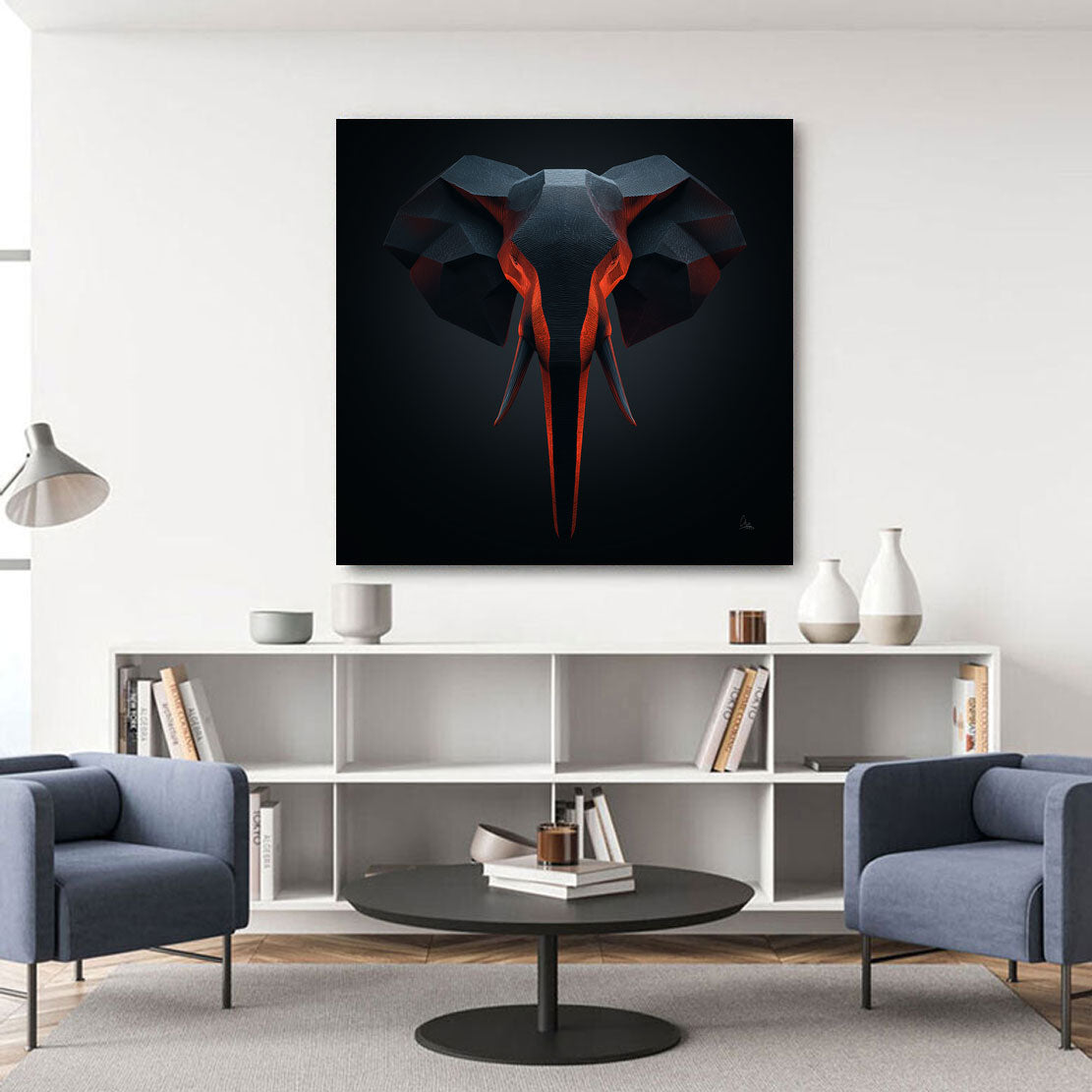 Obsidian Elefant Wandbild