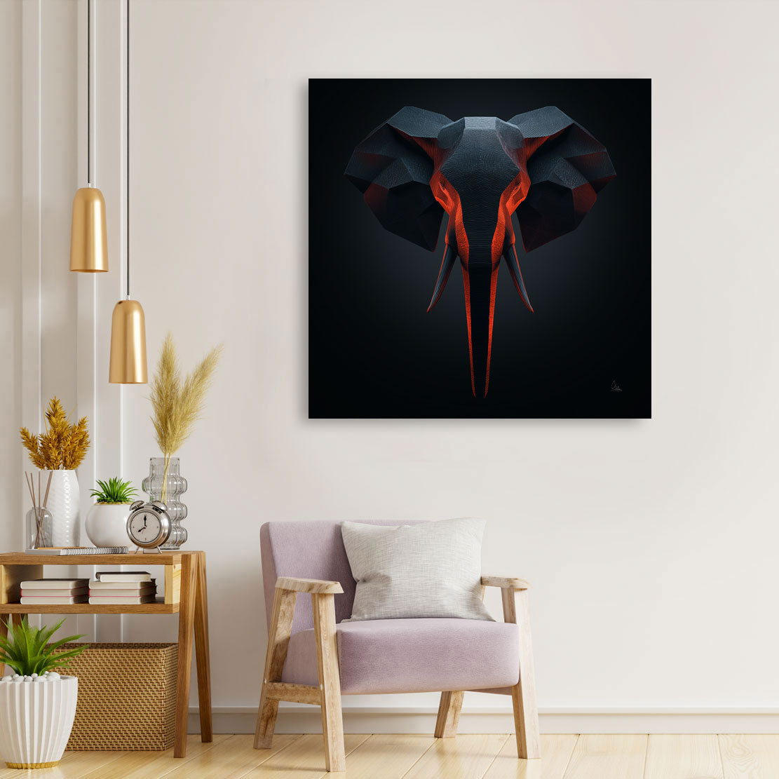 Obsidian Elefant Wandbild