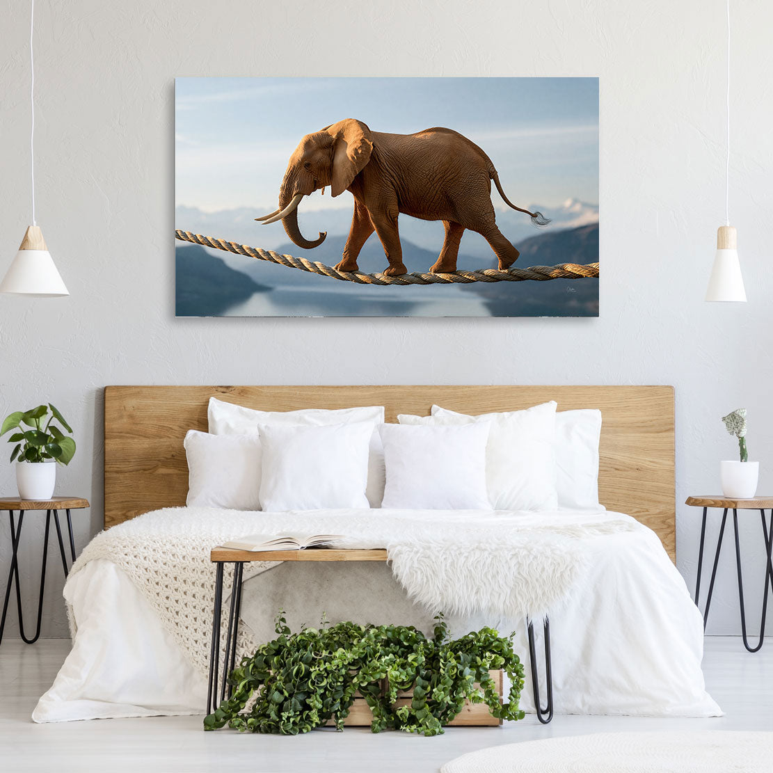 Elefant Balance Wandbild