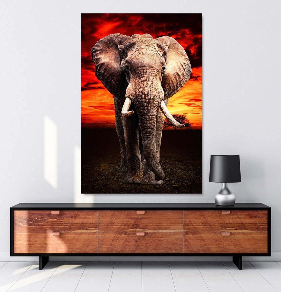 Wandbild Leinwandbild Elefant Sky