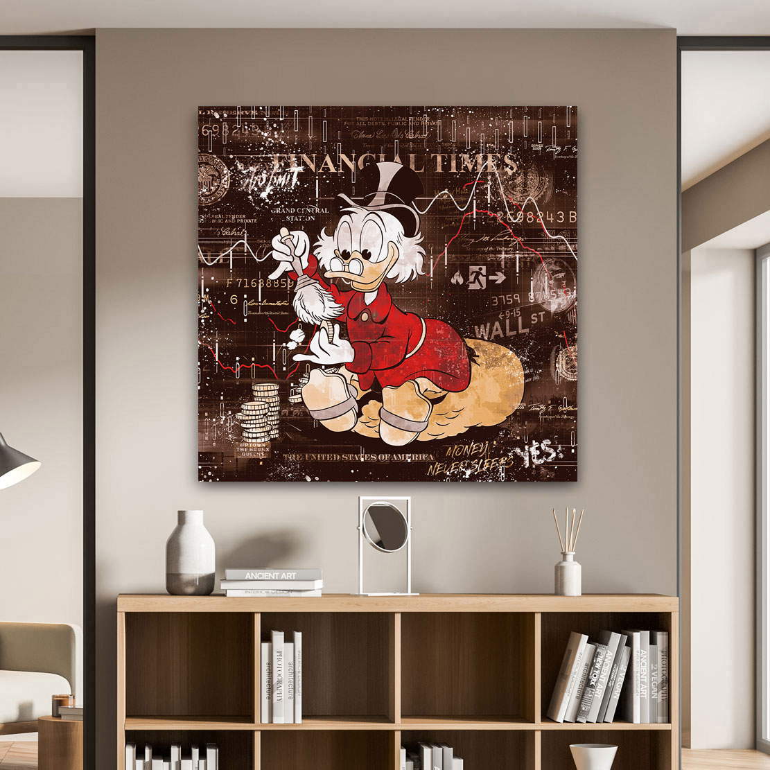 Leinwandbild Dagobert Money Broker Retro Style