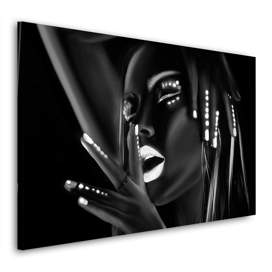 Leinwandbild Shining Face Black and White