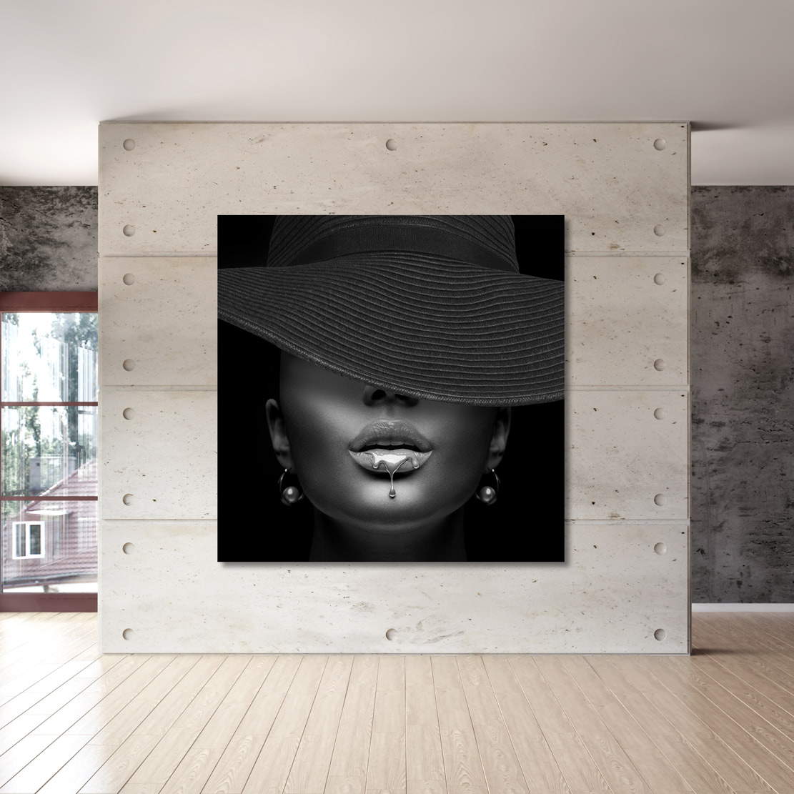 Wandbild Leinwandbild Sensual Lips Black and White