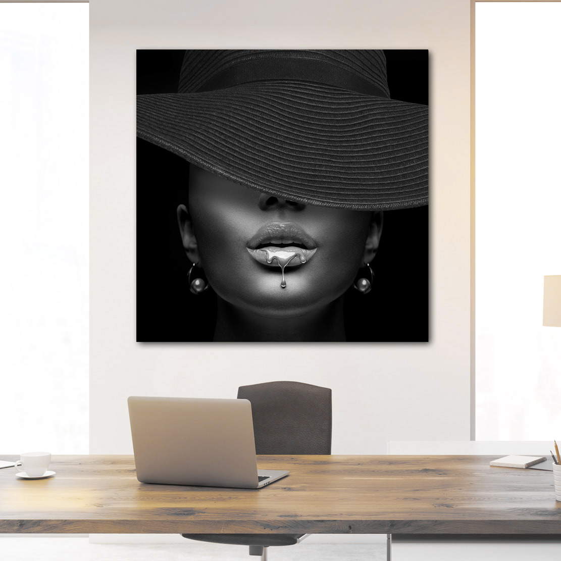 Wandbild Leinwandbild Sensual Lips Black and White