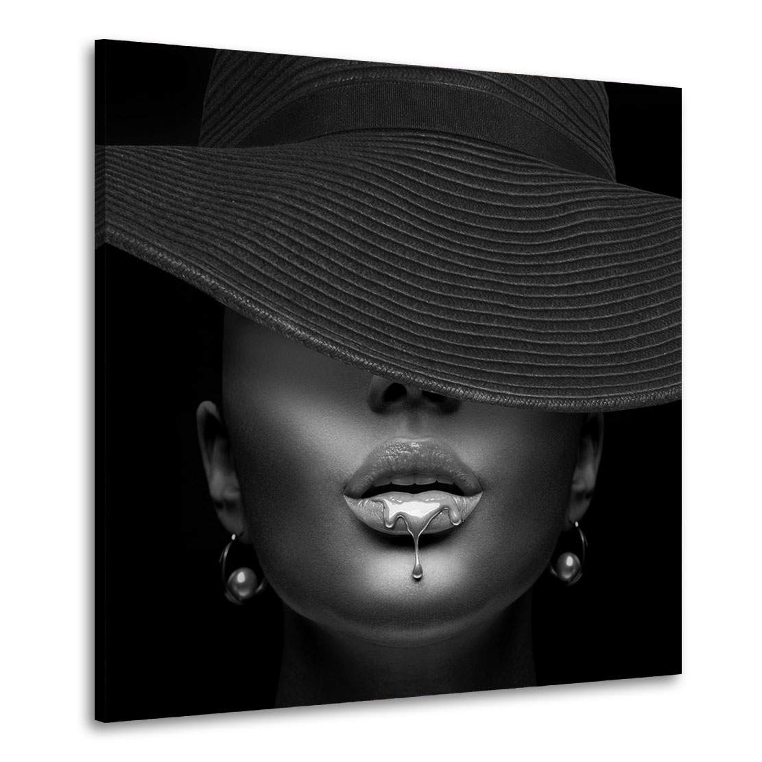 Wandbild Leinwandbild Sensual Lips Black and White