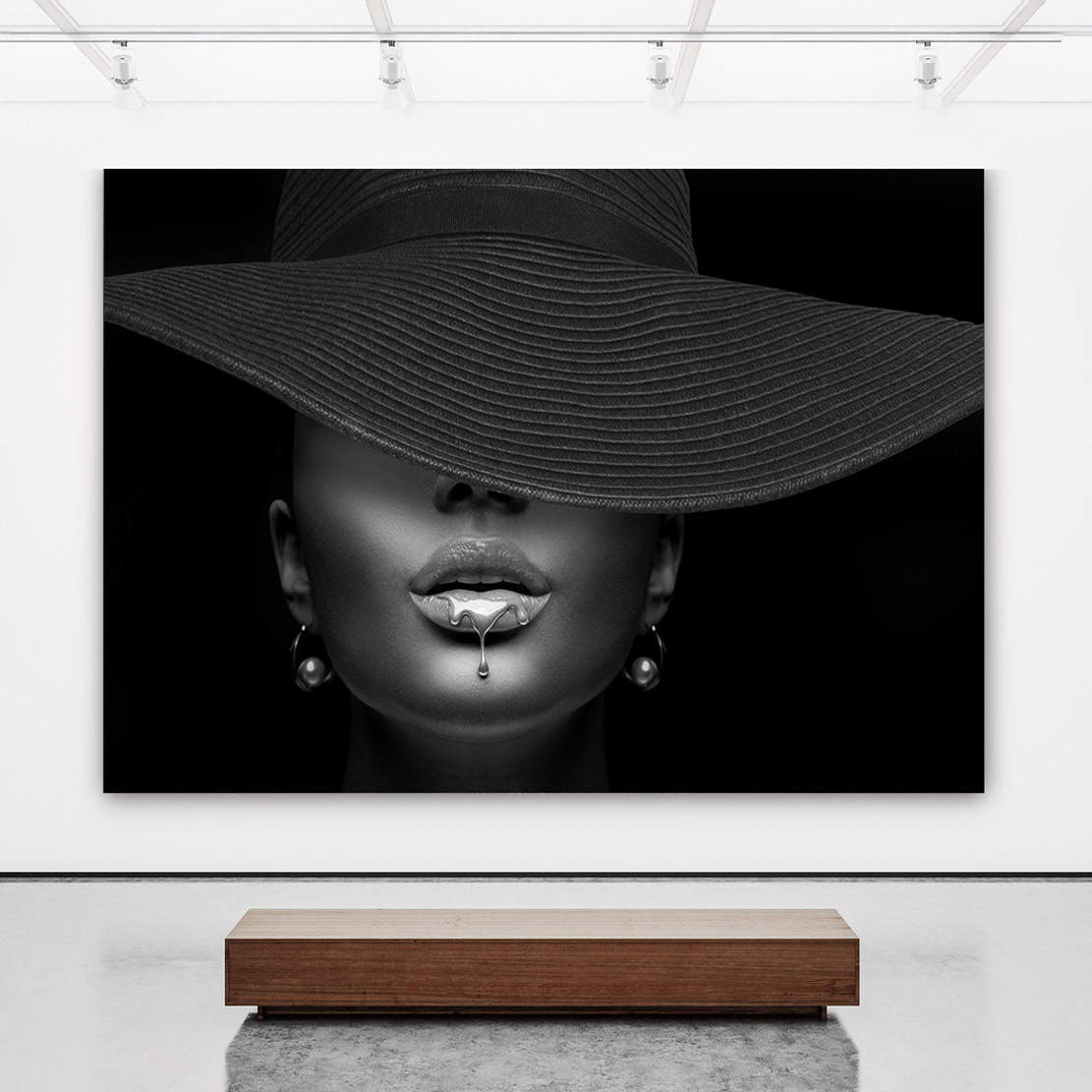 Wandbild Leinwandbild Erotische Lippen Black and White