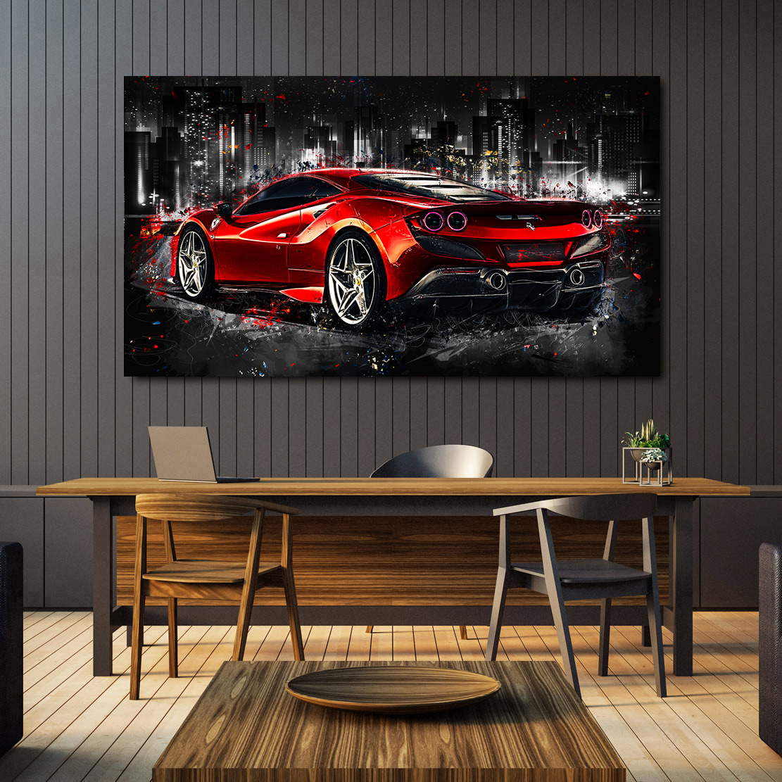 Auto Wandsbild Ferrari F8 City Style