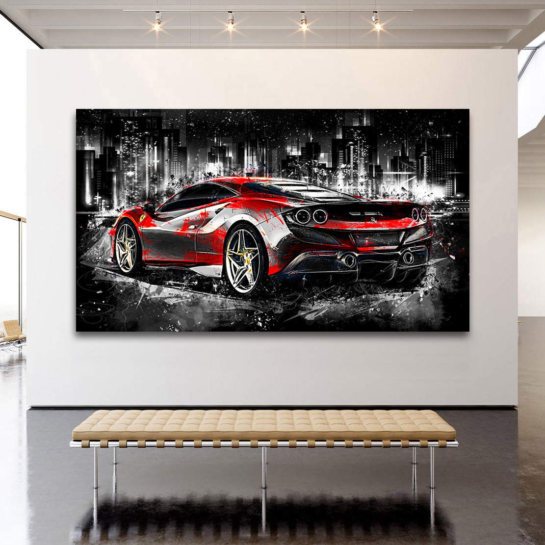 Auto Leinwandbild Ferrari F8 Abstrakt