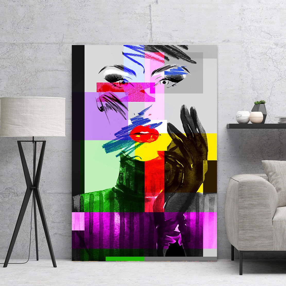 Wandbild Leinwandbild Abstrakt Face Pop Art