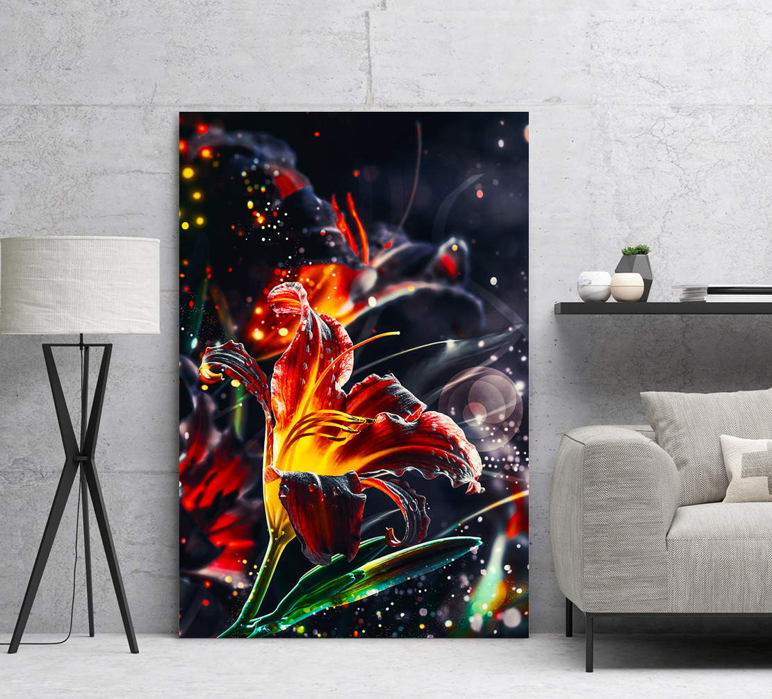 Wandbild Leinwandbild Lilie Dark Style