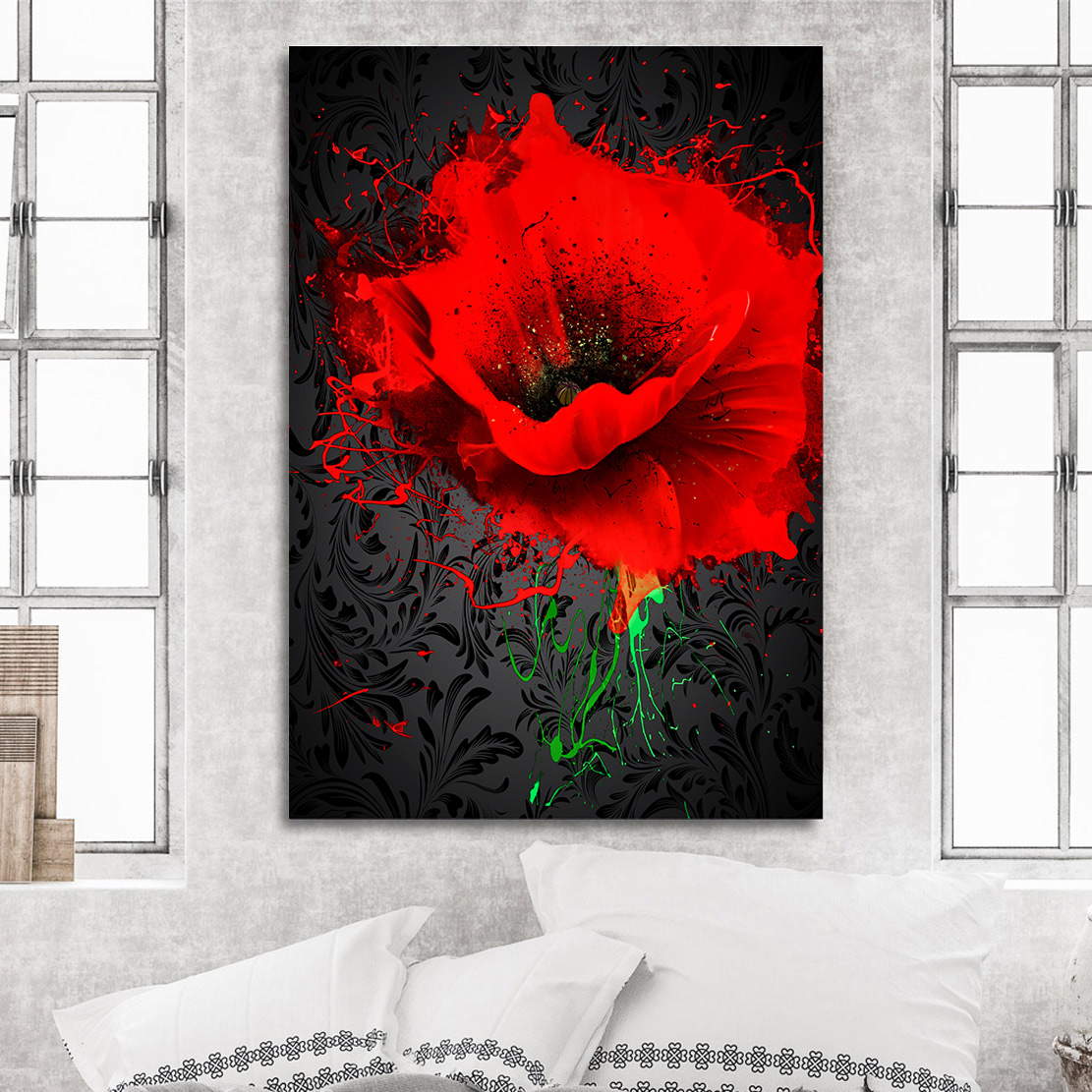 Wandbild Rote Rose Abstrakt