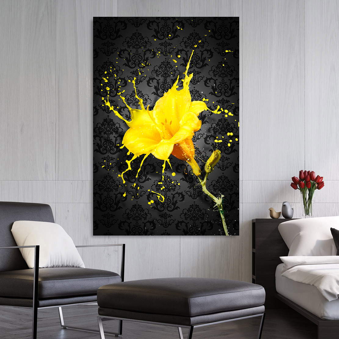 Wandbild Lilie Abstrakt Yellow Style