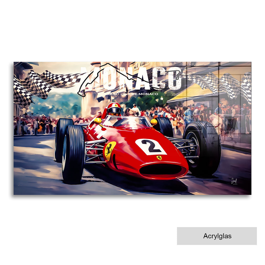 Auto Leinwandbild Ferrari Monaco Grand Prix Retro Style