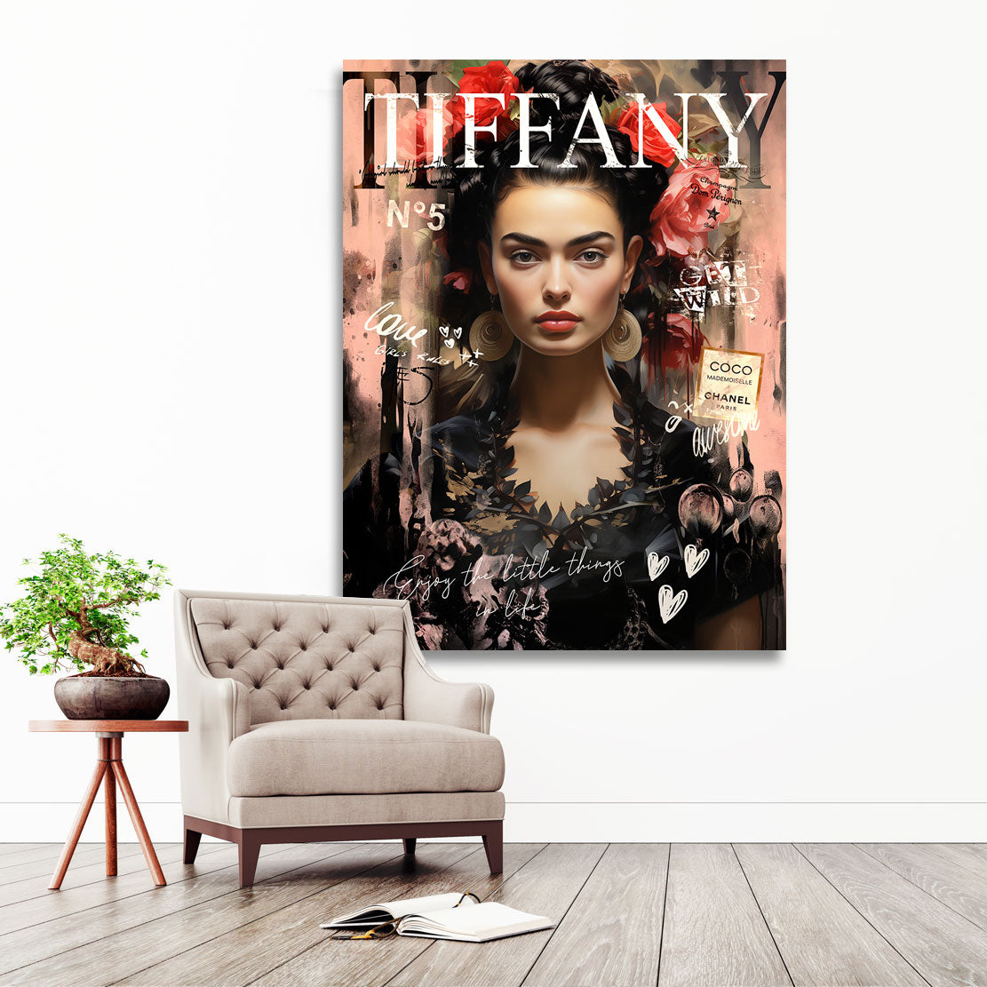 Pop Art Wandbild Frida Kahlo Tiffany Style