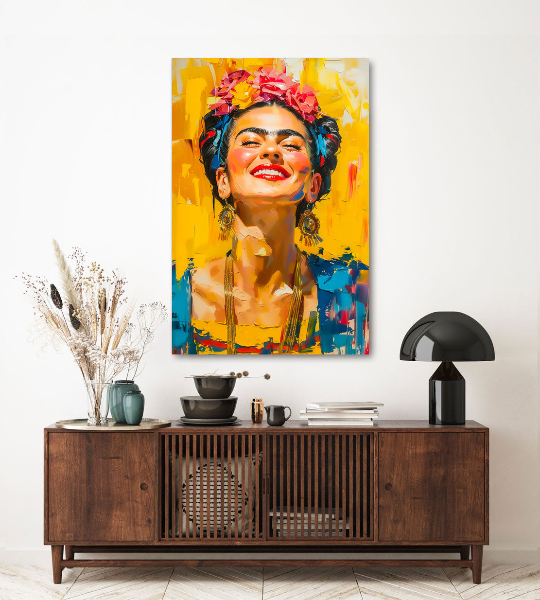 Wandbild Lachende Frida Kahlo
