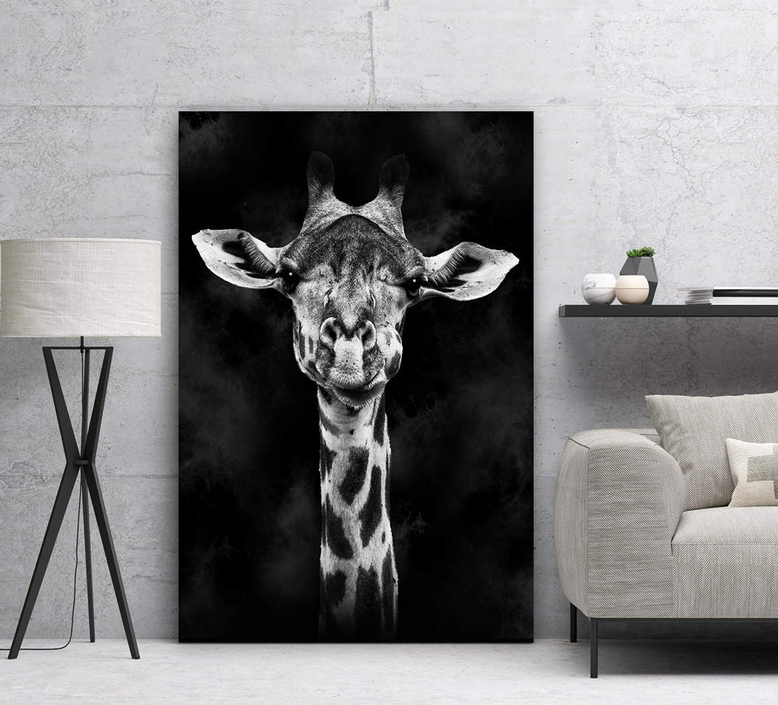Wandbild Giraffe Black and White