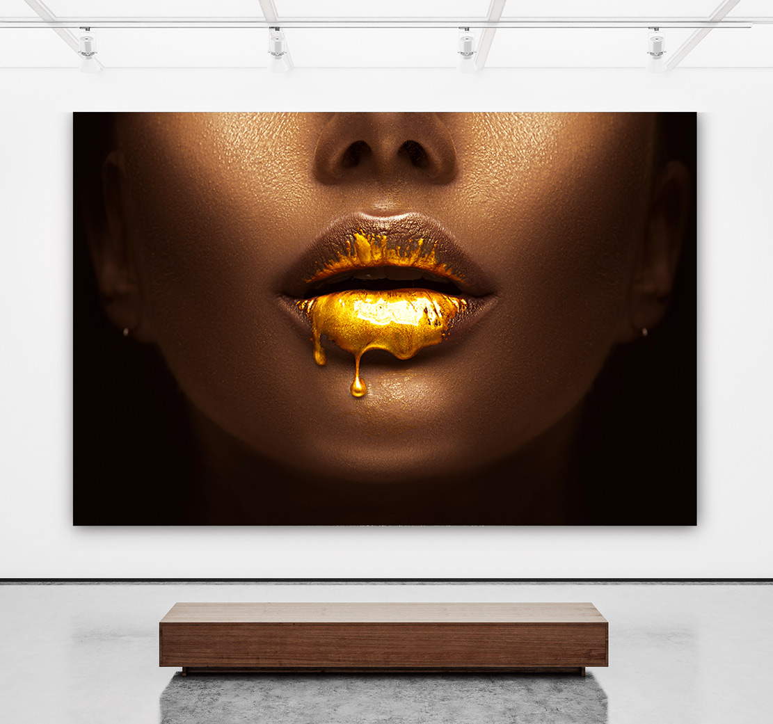 Wandbild Leinwandbild golden Lips