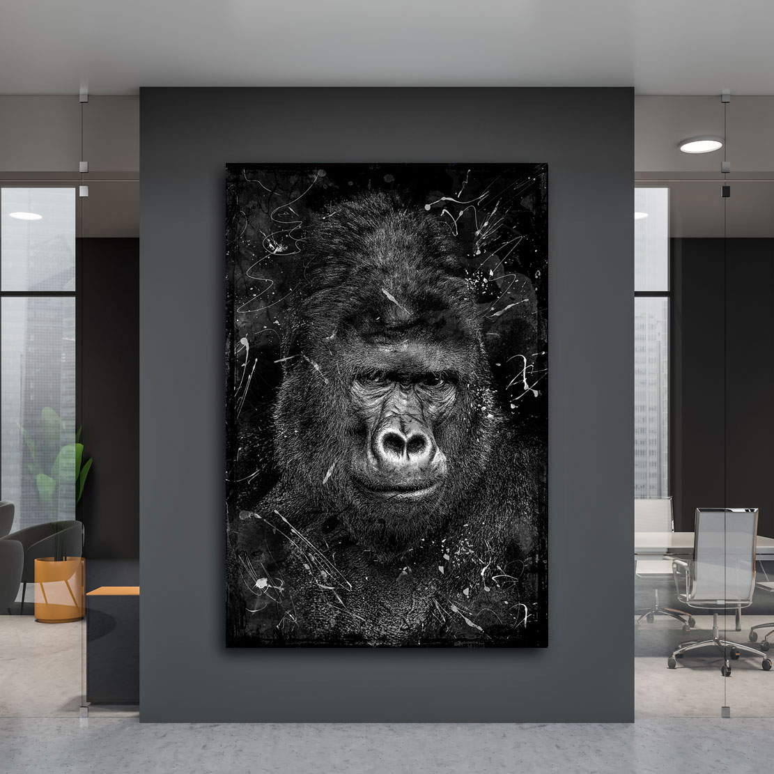 Wandbild Leinwandbild Gorilla Abstrakt Black and White