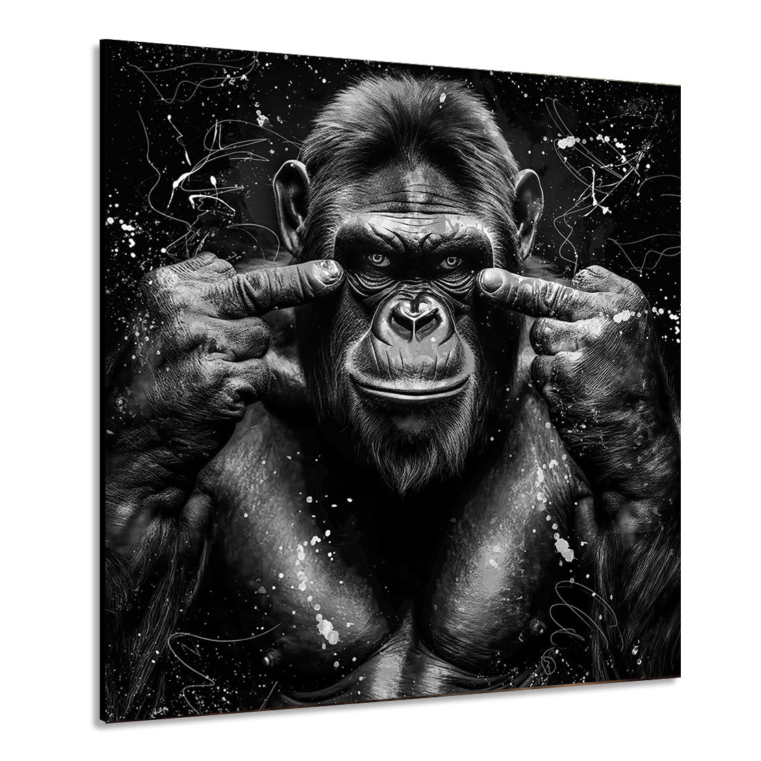 Tier Wandbild Gorilla Abstrakt zeigt Mittelfinger Black Style